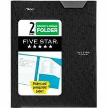 Five Star 2 Pocket Plastic Folder with Prongs Black - €8,42 Five Star 2 Pocket Plastic Folder with Prongs Black - €8,42 EUR