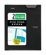 Five Star 2 Pocket Plastic Folder with Prongs Black - $180.64 MXN