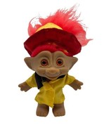 Ace Novelty Treasure Troll Fire Chief Toy Rubber Doll 4&quot; Body Red Hair Eyes - £7.85 GBP