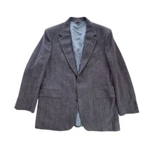 Vintage Heather &amp; Tweed Men&#39;s 44L Gray Striped Blazer Jacket 100% Pure W... - £38.13 GBP