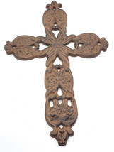 Cast Iron Easter Cross Rustic Distressed Metal Primitive Country Wall Decor - £19.97 GBP
