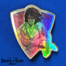 Attack on Titan Eren Jaeger Rainbow Foil Shield Enamel Pin Figure Anime - £11.66 GBP