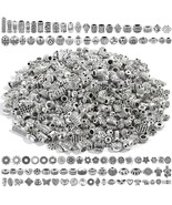 500 Pcs Bracelet Spacer Beads, Silver Bulk Random Styles Loose Spacer Me... - $22.99