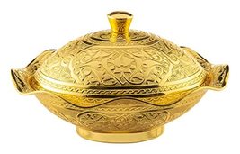 LaModaHome Gold Large Oval Sugar Bowl with Lid for Home, Kitchen and Wedding Par - £24.07 GBP