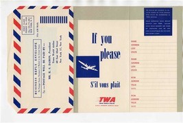 TWA Trans World Airlines 1948 If You Please Comment Form &amp; Western Union Ad - $21.78