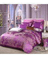 4pc. Luxury Palace Crown Purple Tribute Silk Twin Queen King Duvet Cover... - £119.09 GBP+