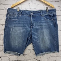 Mossimo Supply Co Jeans Shorts Juniors Sz 17 Distressed Denim 9&quot; Inseam ... - $14.84
