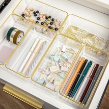 Martha Stewart Kerry Plastic Stackable Office Desk Drawer, With Gold Trim - £31.71 GBP