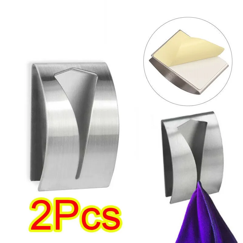 House Home 2pcs Push-in Holder Clip Towel Rack Stainless Steel Towel Cloth Holde - £21.96 GBP