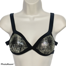 Hula Honey Womens Rockin Shine Metallic Bikini Top Black Gold Small Padded - $19.80