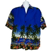 Fun Wear Mens Hawaiian Button Front Shirt XL Beach Palm Trees Surfing - $23.56