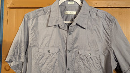 Calvin Klein Mens Large Light Gray Short Sleeve Button Up Casual Dress S... - £10.66 GBP