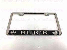 1x BUICK Carbon Fiber Box Style Stainless Steel Chrome Metal License Plate Frame - $13.22