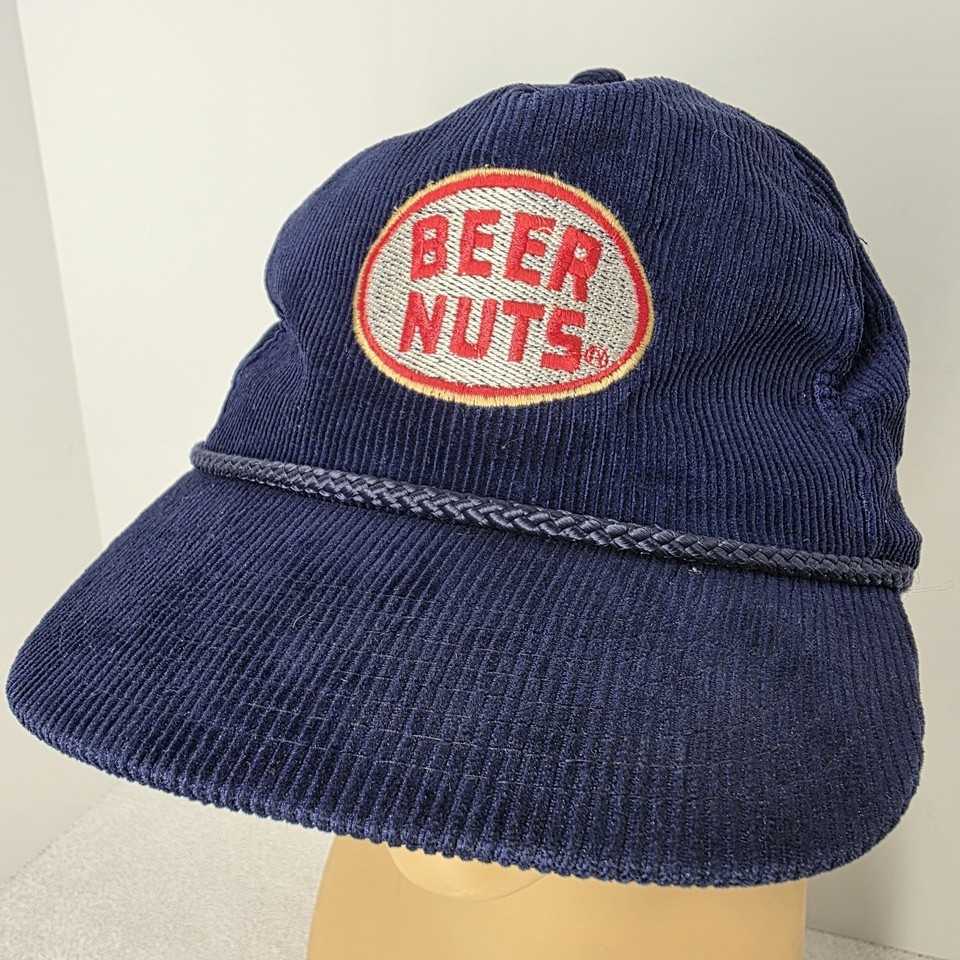Vintage Beer Nuts Blue Rope Corduroy Strap Back Trucker Hat Cap - $32.81