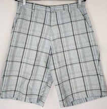 Burnside Shorts Mens 32 Blue Gray Plaid Chino Style Casual Front Bermuda... - £14.00 GBP