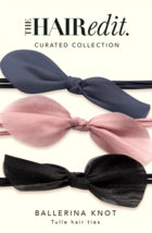 The Hair Edit Ballerina Knots Tulle Hair Ties Set Of 3 Pink Blue &amp; Black... - £8.72 GBP