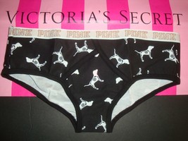 VICTORIA&#39;S SECRET &quot;PINK&quot; LUREX LOGO HIPSTER PANTY ALL OVER SKELETON DOG ... - $12.86