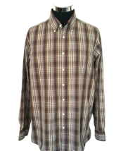 Sonoma Lifestyle Shirt Men&#39;s Size XLT Button Front Brown Plaid Long Sleeves - £14.12 GBP