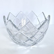 Heavy Lead Crystal Glass Criss Cross Design Bowl 8.2” Wide 5.5” Tall 6lb - £39.29 GBP