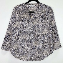 Collective Concepts Animal Print Button Up Blouse Top Shirt Size Medium ... - $6.92