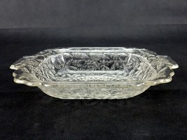 Pressed Glass Serving Dish, 8.5&quot; x 6.5&quot;, Pineapple Floral, Indiana Glass, EAPG - £11.29 GBP