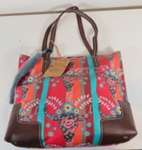 Catchfly Womens Purse Aqua Pink Orange Colorful Floral Western Rodeo Tote Bag - £38.75 GBP