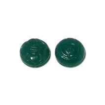 21.9 Cts / 2 pcs Green Onyx Round Carving Loose Gemstone for Jewelry Making - $13.95