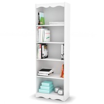 White 72-inch High Bookcase with Soft Arches and 5 Shelves - £264.39 GBP