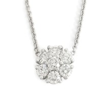 Round Cluster Flower Diamond Pendant Necklace 14K White Gold 1.55 CTW - £2,355.13 GBP
