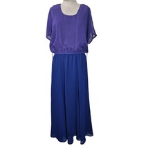 Vintage Blue and Purple Blouson Dress Size Medium - £35.61 GBP