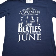 Beatles Shirt Womens L Blue Gildan Long Sleeve Crew Neck Heavy Cotton Tee - $18.69