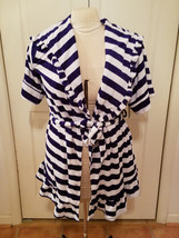 U.S. Polo Assn. Blue &amp; White Stripe Plush Robe Women&#39;s Large (NEW) - £23.68 GBP