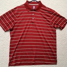 PGA Tour Mens Short Sleeve Golf Polo Shirt Charcoal Deep Red Size Large - £9.20 GBP