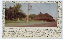 Northern Pacific Railroad Depot Fargo North Dakota 1905 postcard - $7.43