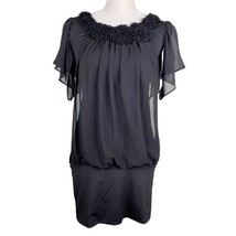 Tsumori Chisato Dress Medium Black 100% Silk Ruffles - £70.74 GBP