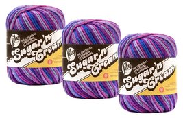 Bulk Buy: Lily Sugar &#39;n Cream 100% Cotton Yarn (3-Pack) Ombres, Prints, Scents &amp; - £6.40 GBP