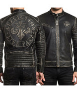 Affliction Socialist Fleur Emblem Mens Genuine Leather Motorcycle Jacket... - £392.62 GBP