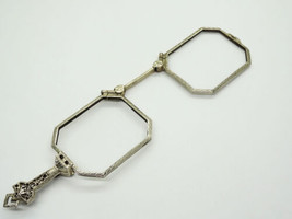 Antique Victorian Lorgnette Folding Opera Glasses 14k White Gold - £534.31 GBP