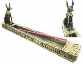 Egyptian Theme Anubis Jackal Dog Deity Incense Burner Sculpture Resin St... - $22.99