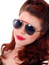 Vintage Unisex Sunglasses Aviator 1980s Gold Metal Tortoise Accent - $38.16