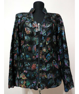Flower Pattern Black Woman Leather Coat Women Jacket Zipper Short V Coll... - £176.52 GBP