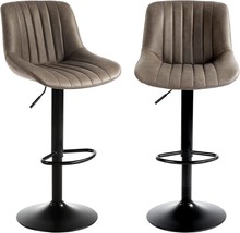Youhauchair Bar Stools Set Of 2, Swivel Counter Height Barstools With, Brown - £124.69 GBP