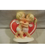 Vintage Lefton Japan Ceramic Valentine Kissing Boy Girl Cupid Heart Plan... - $946.78 MXN