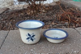 Brinker Pots Stoneware Crock Dip Pot Chiller Sauce Holder Blue Tan Star - $24.99