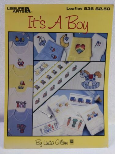 Primary image for 1990 Leisure Arts It's A Boy Cross Stitch Chart Leaflet #936 Linda Gillum VTG 