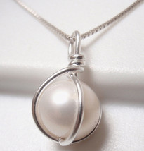 Caged Pearl 925 Sterling Silver Cultured Necklace 9mm - £16.53 GBP