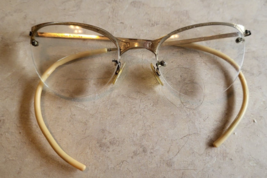 Vintage Antique Woman Eyeglass Cat Eye Glasses 12K Gold Filled Wire Frame - £23.36 GBP