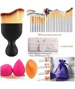30 Piece Model Travel Makeup Brushes with Kabuki Brush, 3 Blenders & Leather Bag - €86,43 EUR