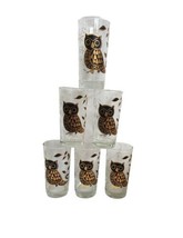 Vintage Bartlett Glass Co. Pokee 22K Gold and Black Owl Highball Glasses... - $136.62