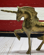 VINTAGE Solid Brass Unicorn Figure Korea Statue Prancing Princess Legend... - $24.41